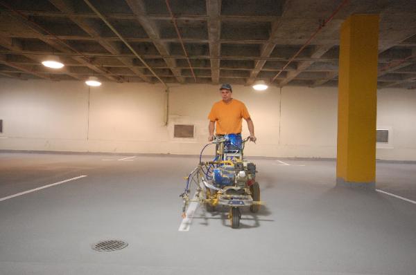 Albany, NY Line striping Empire Plaza Garage